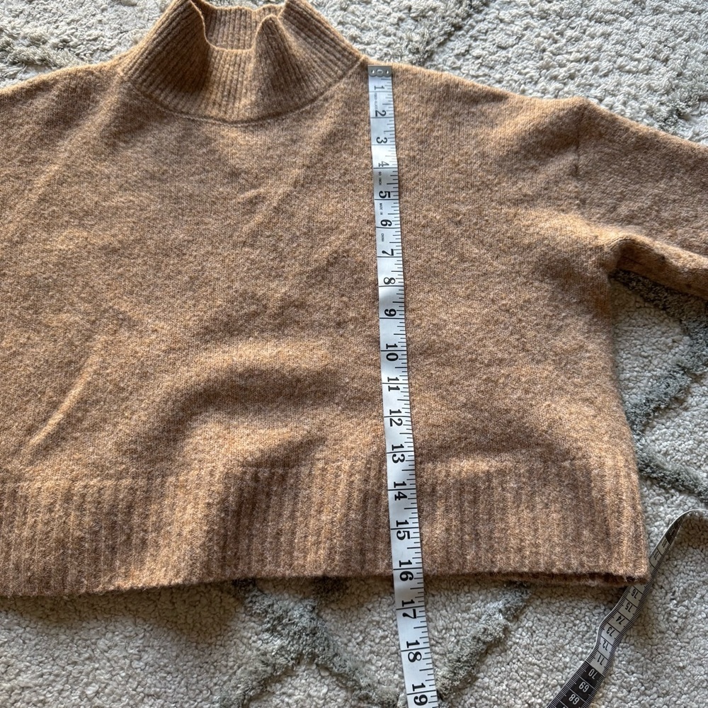 Petal & Pup sweater tan brown wool blend oversized crop boxy fit medium large - Picture 5 of 6